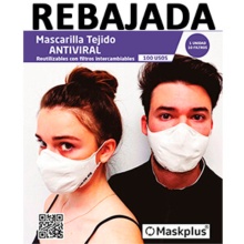 Maskplus Mascarilla Tejido Antiviral Adultos 1U + 10 Filtros 