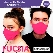 Maskplus Mascarilla Tejido Antiviral Adultos 1U + 10 Filtros Fucsia