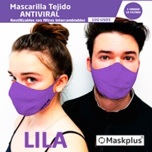 Maskplus Mascarilla Tejido Antiviral Adultos 1U + 10 Filtros Lila | FarmaCosmetia | FarmaciaOnline