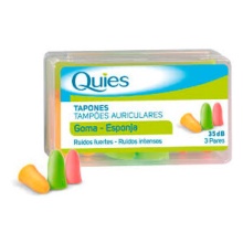 QUIES TAPONES PARA LOS OÍDOS DE COLORES DE ESPUMA PARA RUIDOS FUERTES-RUIDOS INTENSOS 3 PARES