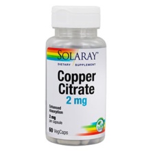 Solaray Citrato de Cobre 2 mg 60 VegCaps