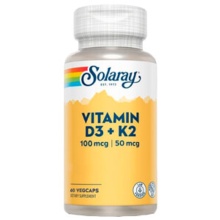 Solaray Vitamina D3 + K2 60 Cápsulas Vegetales